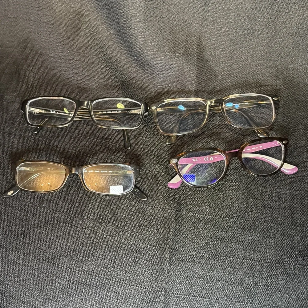 Lot of 4 Ray-Ban Eyeglass Frames Only Mixed Styles Black Brown Women Men Kids